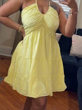 Yellow Halter Summer Dress - Sleeveless Tiered Sundress